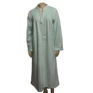 Miss Elaine S Mint Green Fleece Long Robe Zipfront Pockets